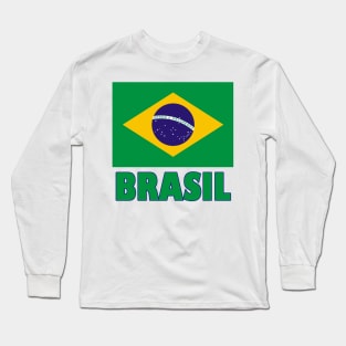 The Pride of Brasil (Brazil) - Brazilian Flag Design Long Sleeve T-Shirt